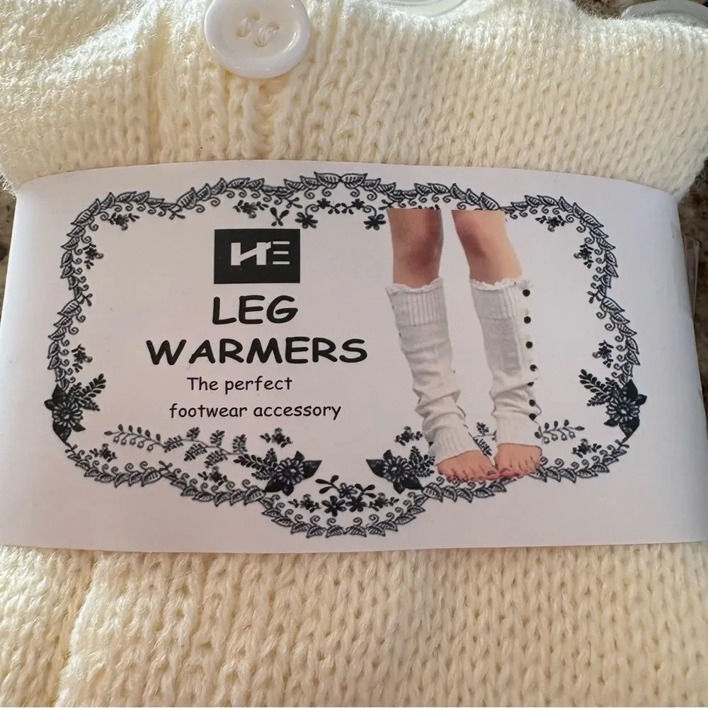 Bundle 2 Pair Cream & Gray Leg Warmers NWT